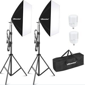 UBeesize Softbox Photography Lighting Kit 2pcs 40W E27 Socket 6500K Bulbs